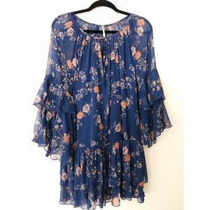 Free People Blue Ruffles Dress